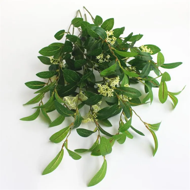 Faux bouquet de feuilles d'osmanthus (2 tiges / pièce) 26,77 "Longueur Simulation Verdure Plante Verte pour Mariage Maison Plantes Artificielles Décoratives