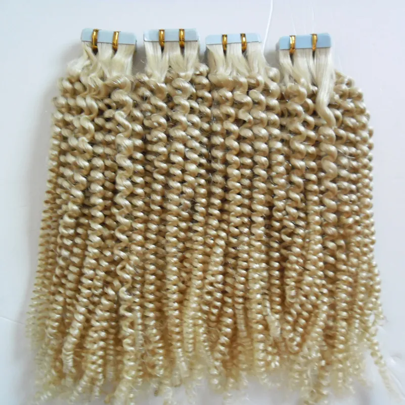 Bande dans les extensions de cheveux humains Bande de cheveux bouclés en vrac 10-26 pouces 200g 80pcs bande bouclée dans les extensions de cheveux remy inde