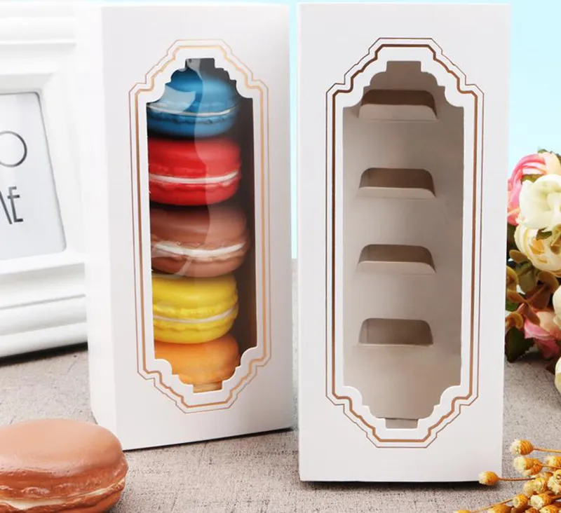 5 Cups Pastry Packaging Drawer Box Hot New Window Macaron Box, Cake Box, Gift Box W9965