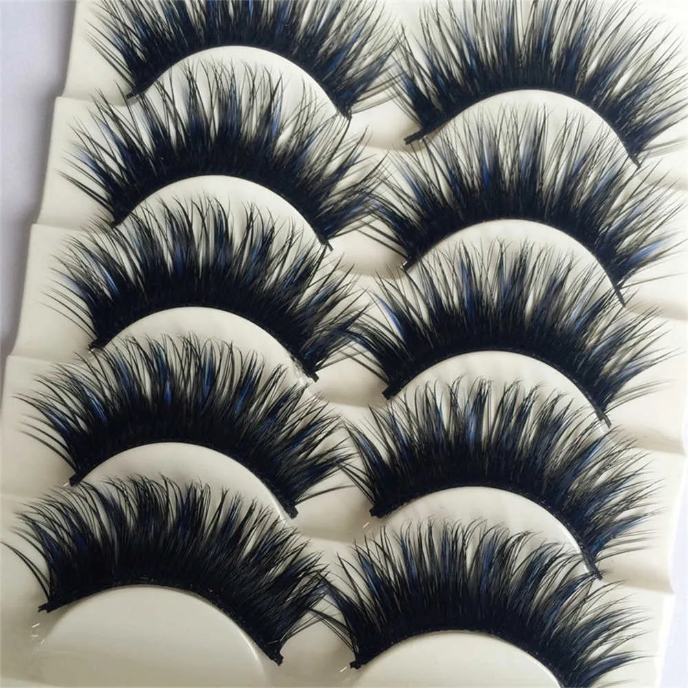 Moda 5 pares grossos eye lashes extensão partido maquiagem suave cruz maquiagem falsa beleza cílios postiços cosmestic