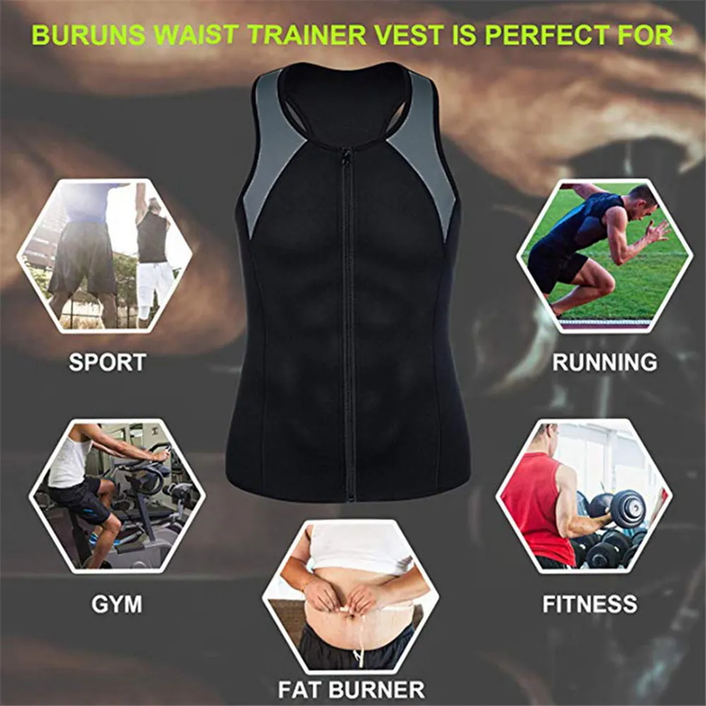 Mens Sauna Waist Trainer Corset Vest with Zipper for Weight Loss Hot S –  OptimumSupplement