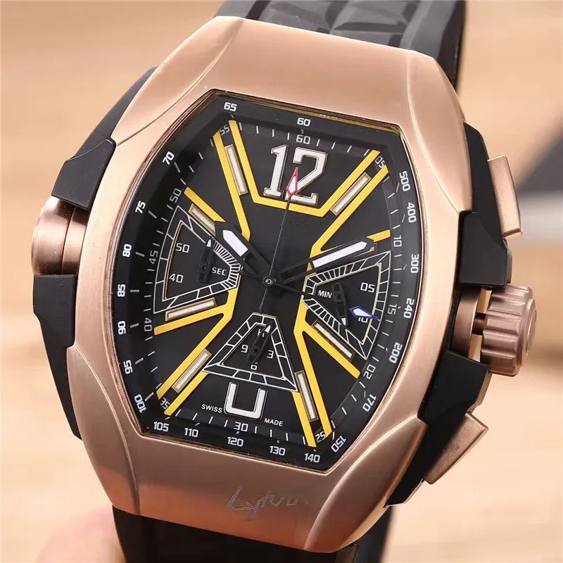 Luxury Watch for Man Quartz Stopwatch Man Chronograph Watches Rostfritt Steel Wrist Watch Leather Band FM06258E
