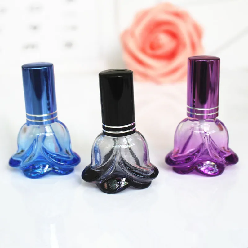 Flower shaped 6 ml car perfume refillable purple bottle