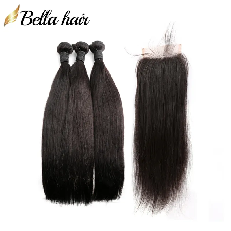 4pcs Full Head Hair Custles с закрытием бразильская Remy Virgin Human Wair Extensions 3pc Добавить 1 штюр