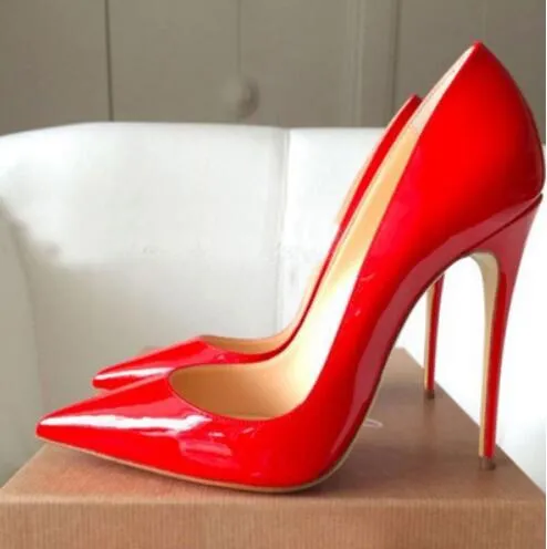 Hot selling classic designer`s new fashionable women`s red-soles, pointed sexy women`s party wedding heels size 34-43, heel height 8-10-12cm