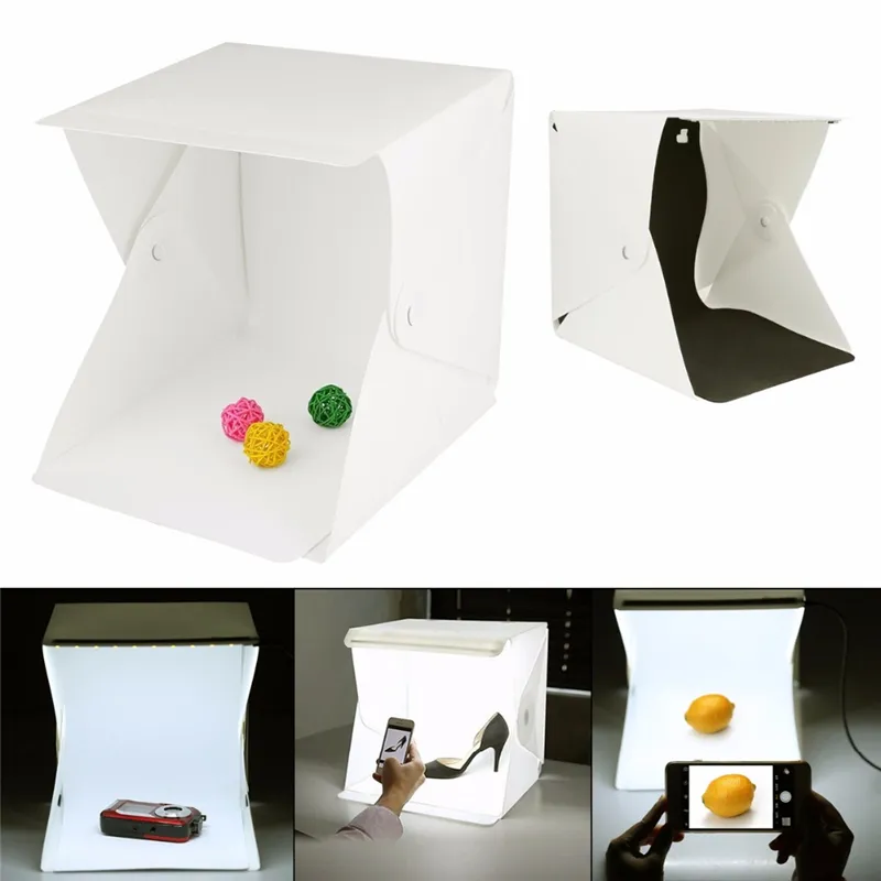 Portable Folding Lightbox Photography Table Top Light Including White Black Background USB Cable Power for Photo Background