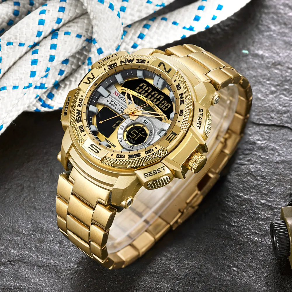 Mizums Men's Analog Military Sport Digital Quartz Watches Waterproof Brand Luxury Male Wrist Watch Men Relogio Dourado Mascul210d