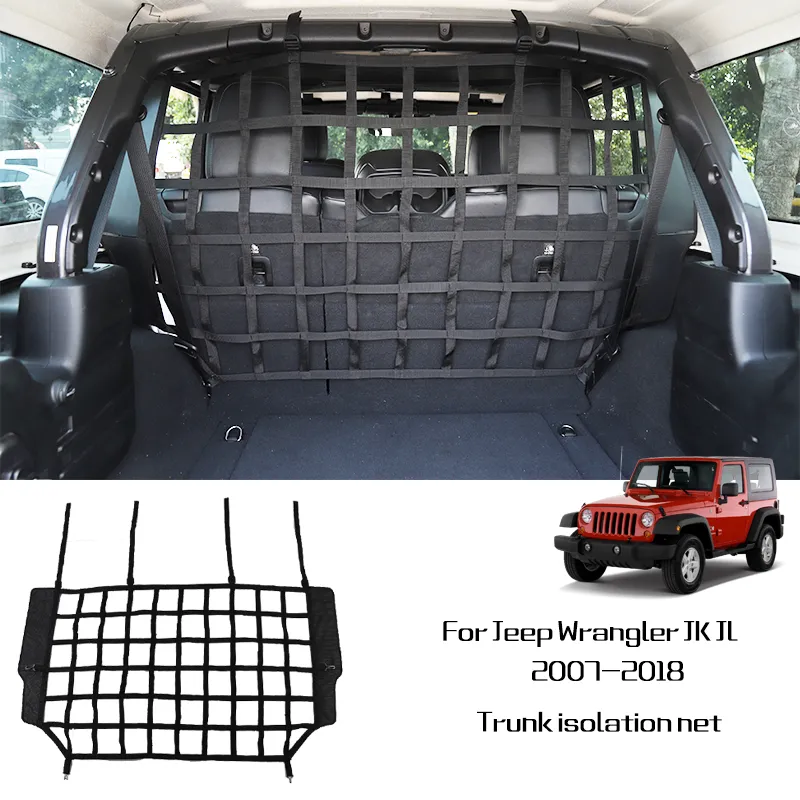 Black Pet Separation Net Fence &Car Trunk Cargo Safety Net For Jeep Wrangler JK JL 2007-2018 Factory Outlet Car Accessories