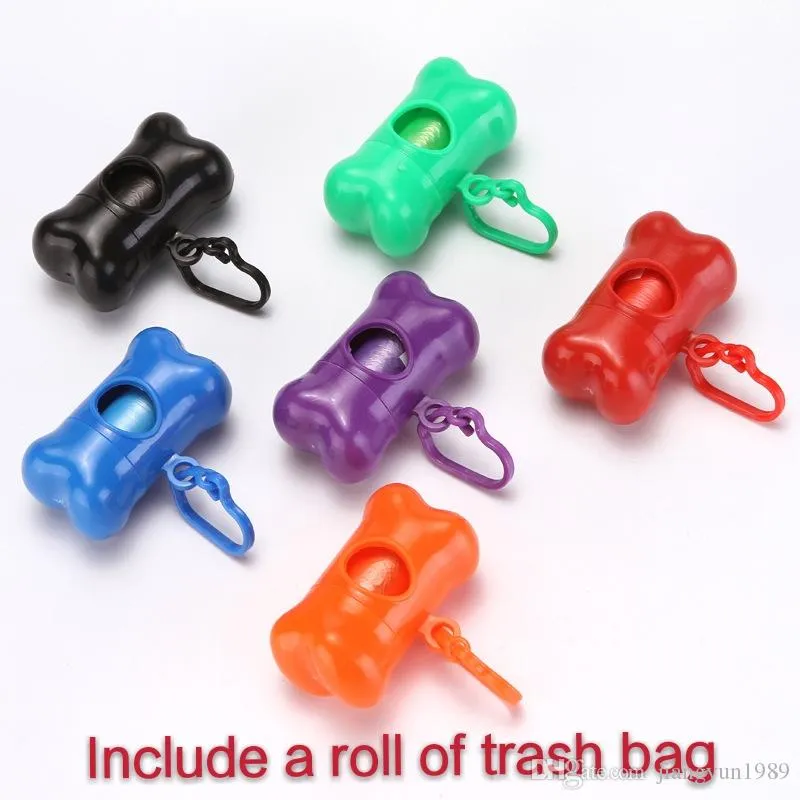 Bone Shape Dog Plastic Bags Portable Pet Dog Dispenser Garbage Case