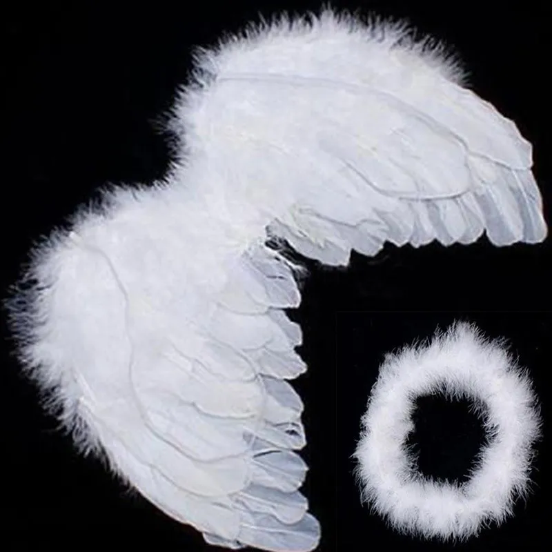 mooie baby kinderen witte veer engelenvleugels met hoofdband hoofddeksels voor verjaardagsfeest decoratie hete verkoop