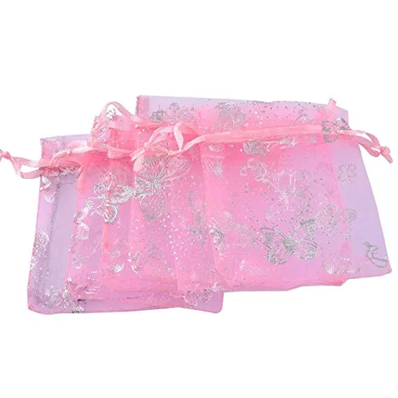 Sacchetti regalo in organza con farfalla rosa Sacchetti per bomboniere Sacchetti per gioielli 7 cm x 9 cm piccoli