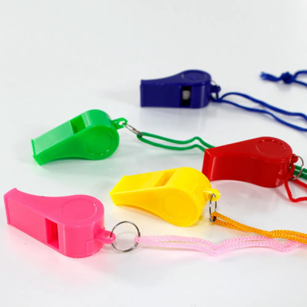 Cheap Customized Printing Plastic Whistle,Sport whistle with lanyard plastic whistle in bulk match and vocal concert whistle free shipping