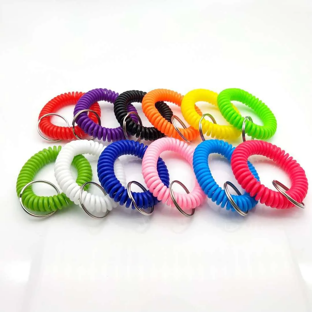 Pack Of 35 Stretchable Plastic Bracelet Wrist Coil Wrist Band Key