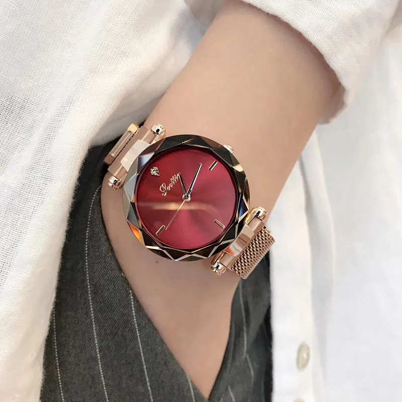 Luxury Women Minimalist Watch Japan Quartz Rose Gold Milanese Loop Stainless Steel Band Reloj Mujer Magnetic Clasp Wristwatches9941308216