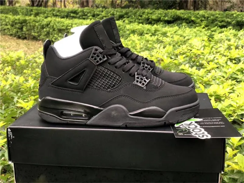 Best Quality 2020 Release 4 Black Cat Outdoor Shoes Men Black Light Graphite 4S Jumpman Athletic 