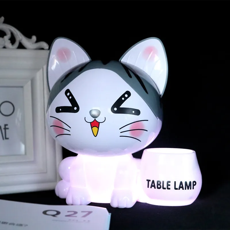 europeo creativo gato lámpara de mesa niños luz de la noche de la lámpara :  : Iluminación