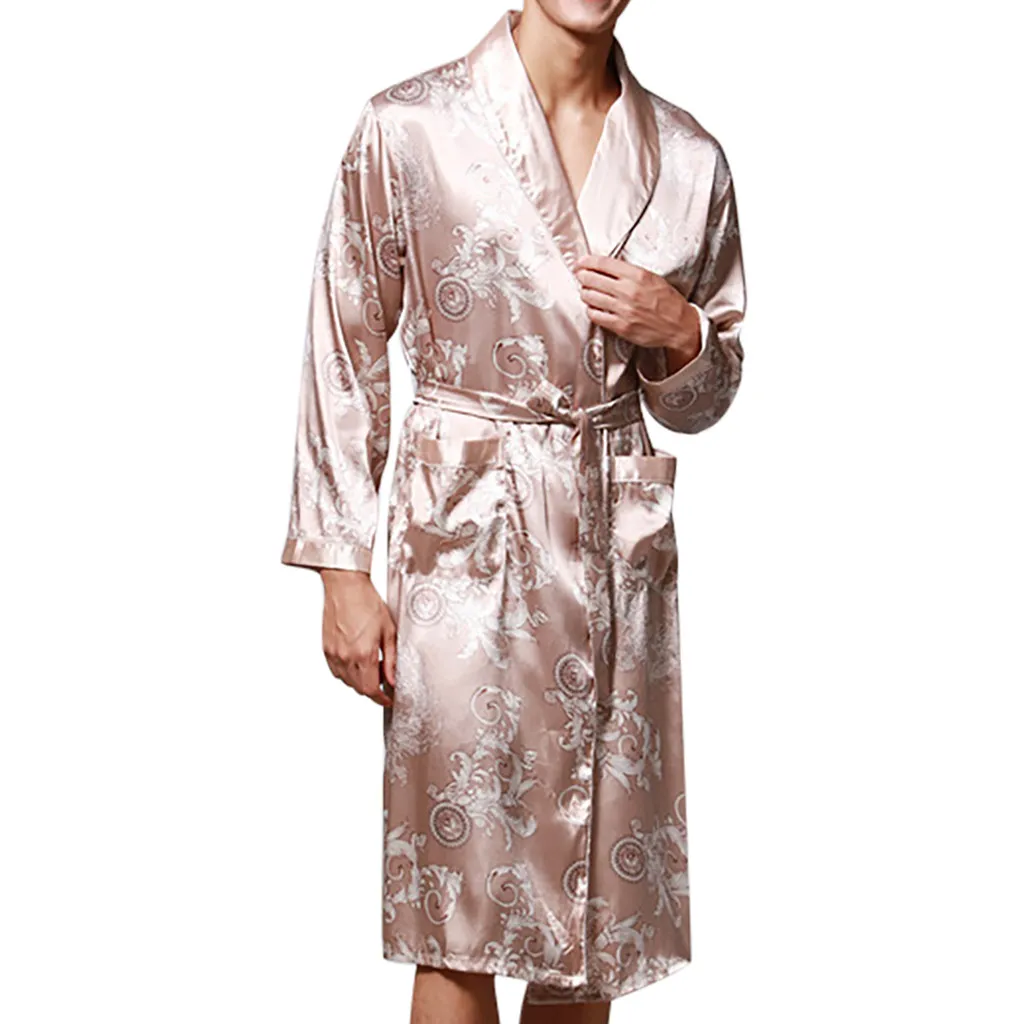 Verona 54 Silk Jacquard Navy Men's Dressing Gown | Derek Rose