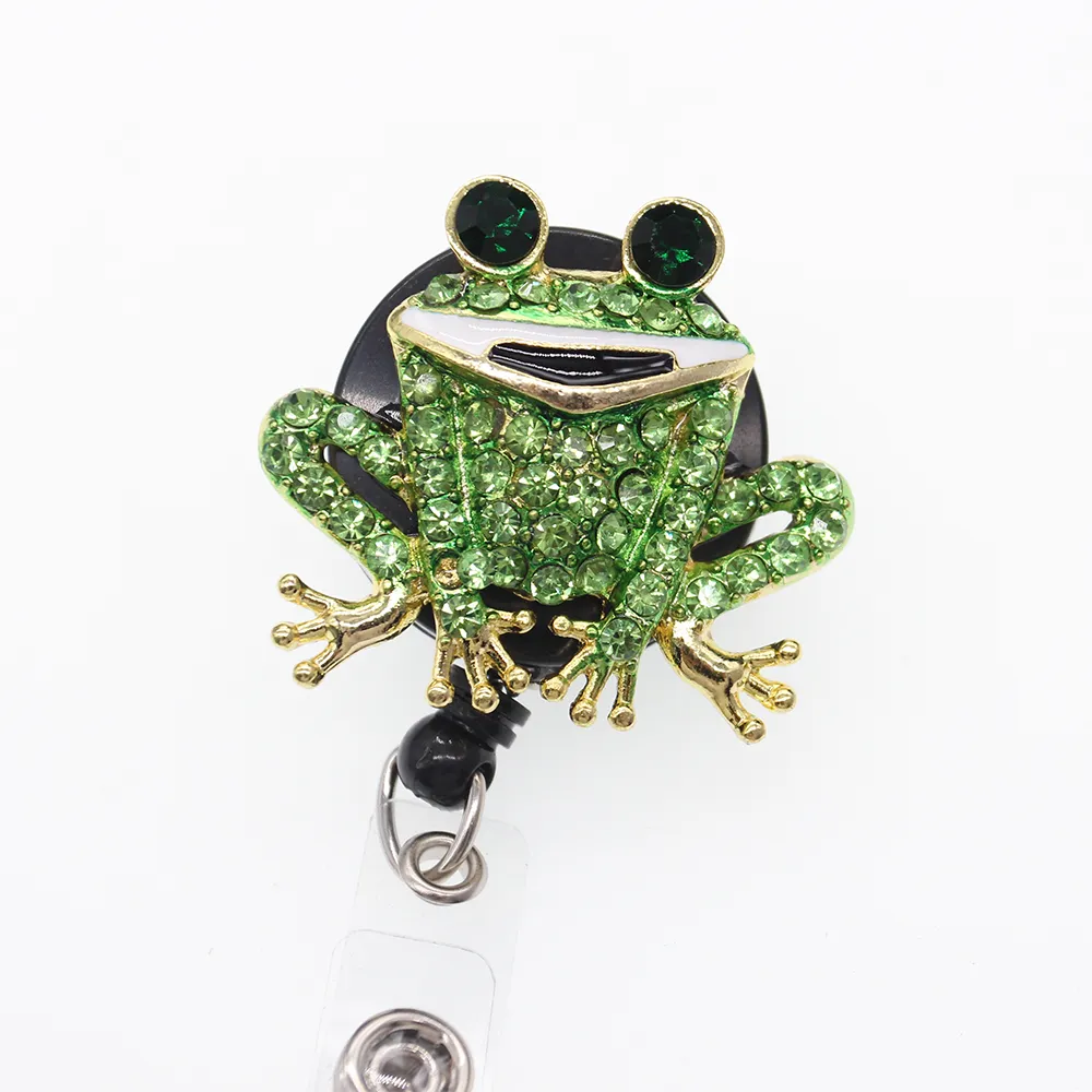 Sparkly Frog Green Key Chain With Rhinestones Retractable Badge Holder Clip  For Nurses, Medical Professionals, And Teachers From Fashion882, $28.26