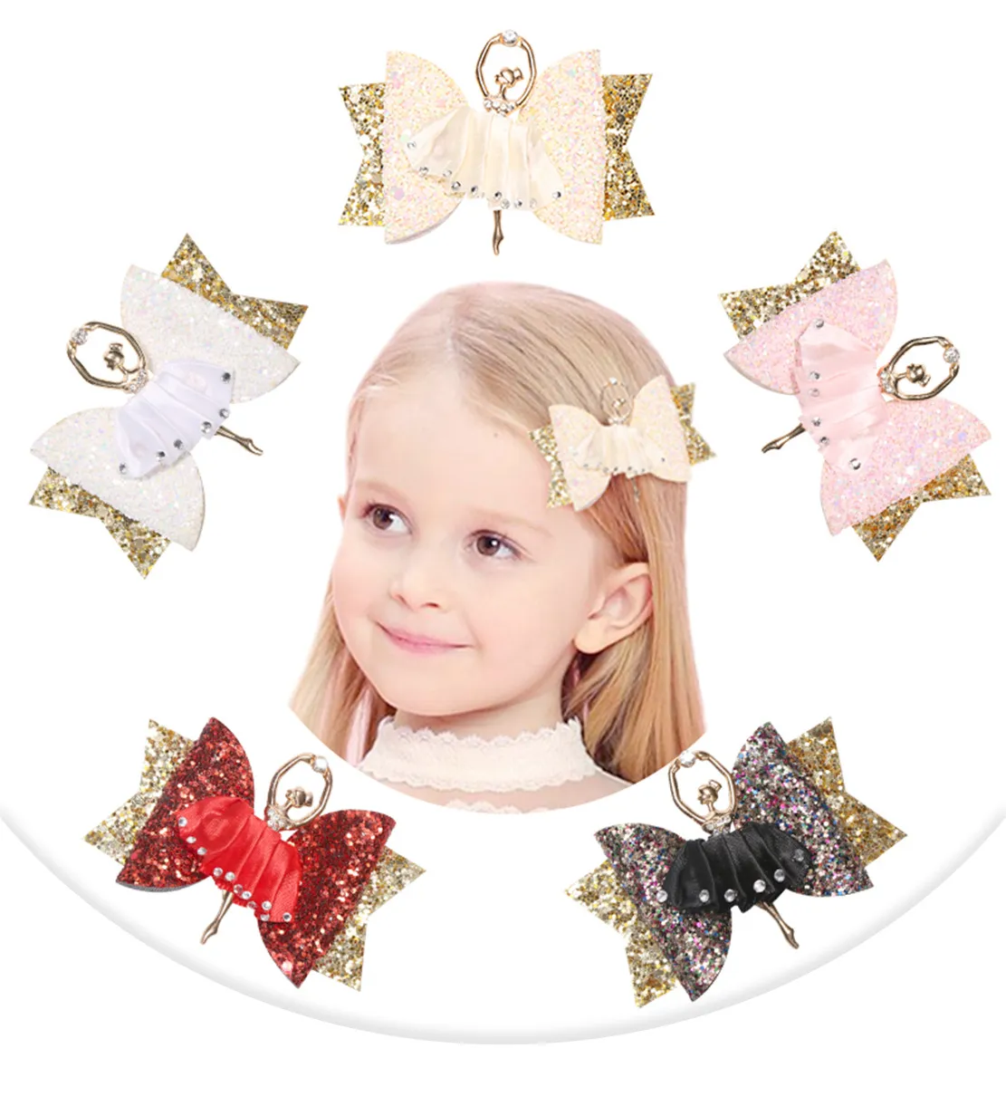 NEW Ballet girl Hair Accessories for Girls Children Princess Glitter Hair Bows Clips Handmade Hairpins Cute Kids Headdress