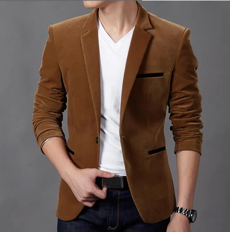 New Slim Fit Casual jacket Cotton Men Blazer Jacket Single Button Gray Mens Suit 2017 Autumn Patchwork Coat Male Suite