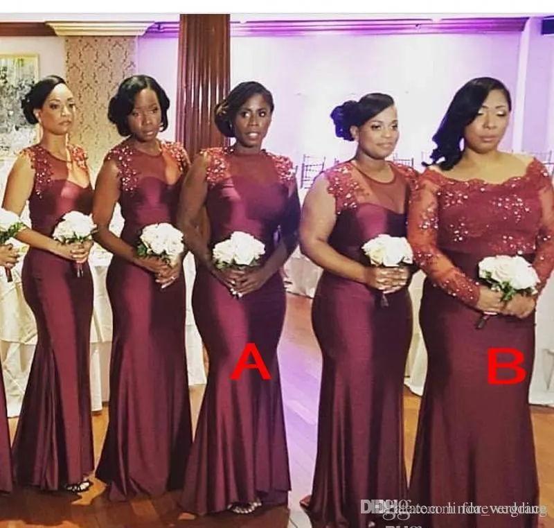 2019 été printemps robe de demoiselle d'honneur bordeaux africain nigérian pays jardin fête de mariage invité demoiselle d'honneur robe plus la taille sur mesure