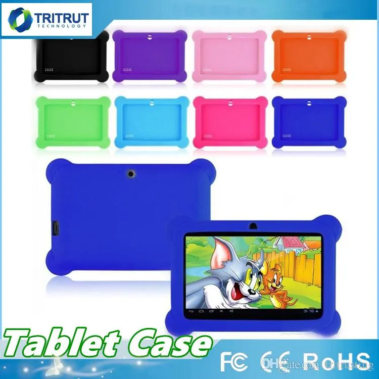 Anti Dust Kids Child Soft Silicone Rubber Gel Tablet Case Cover For 7 Inch Q88 Q8 A33 A23 Android Tablet pc MID Free shipping MQ50