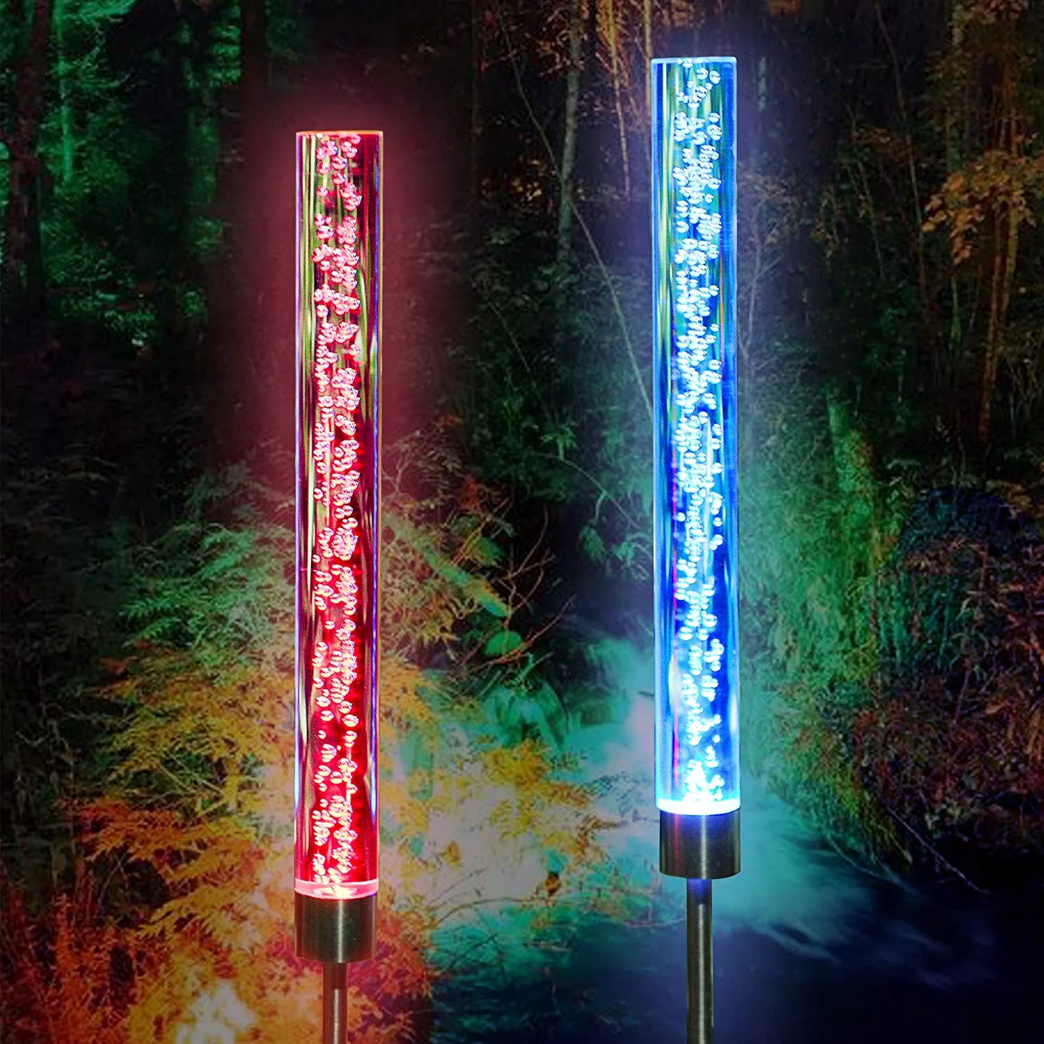 Luci solari per esterni Nuovo arredamento da giardino Luci a bolle acriliche, Luci da giardino cambianti multicolori per patio, percorso, decorazione del cortile (2 pezzi)