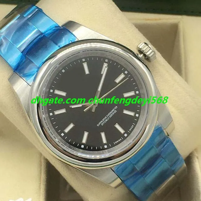 Luxe horloges 116200 39mm Zwart Baton Automatisch Zilver Rvs Armband Fashion Mens Horloge Waterdicht