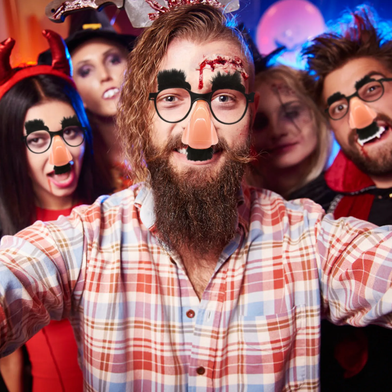 New Elegante Adorável Engraçado Tolo Nerd Halloween Preto Velho Óculos Homem  Sobrancelha Nariz Com Bigode Traje Decoração Do Partido Suppli De $29 |  DHgate, image size:1600x1600