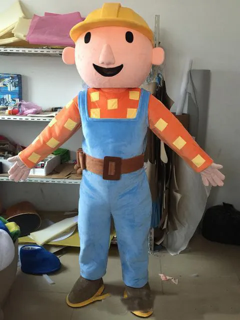 2019 rabattfabrik Försäljning Vuxen Bob The Builder Mascot Kostym Bob The Buildermascot Kostym Bob The Builder Costume