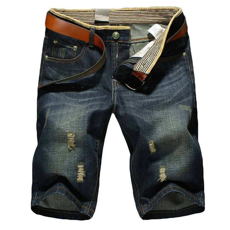 Moda Verano Casual Algodón Corto Hombres Bermudas Boardshorts Jeans Shorts Hombres S Rasgados Tallas grandes 28-36