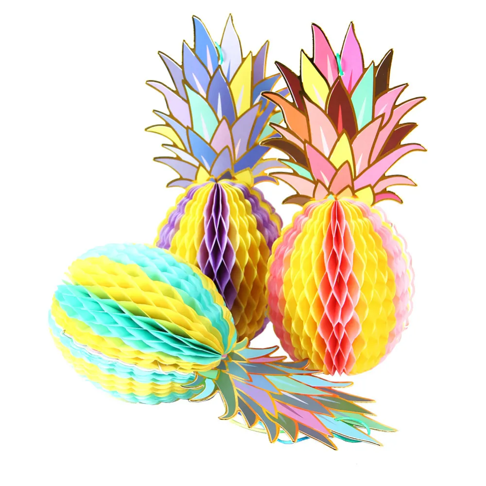 Sommar Hawaiian Party Decoration / Set Honeycomb Ananas bordscentrum Strandpool Luau Tropisk födelsedagsfest dekor