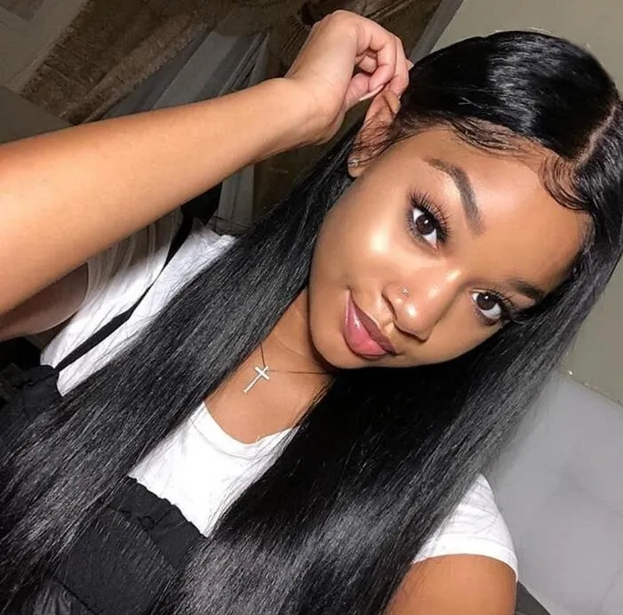 2021 Malaysian Straight Front Human Wig 360 Lace Frontal Pre