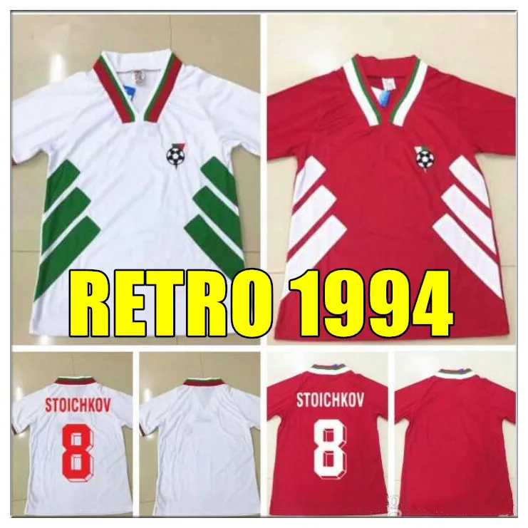 Rétro 1994 Bulgarie Coupe du Monde Soccer Jerseys 94 Chemise de football Vintage 8 Stoichkov 3 Ivanov 22 Andonov Calcio Hot Hommes