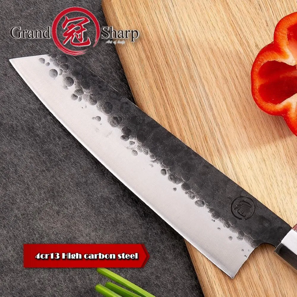 Comprar Cuchillo japonés de forja hecho a mano, cuchillos de cocina de  acero para deshuesar, cuchillo de Chef para cortar Santoku con funda