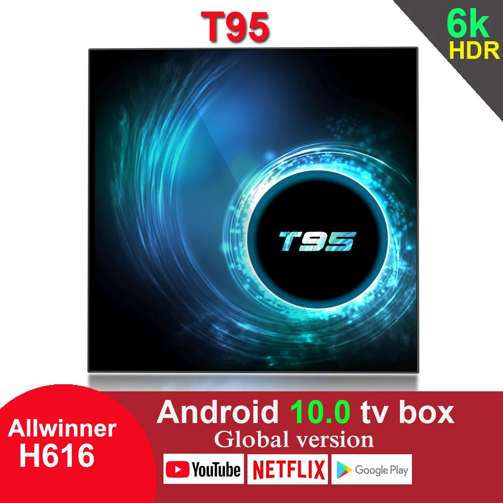 T95 Android 10.0 TV Box Allwinner H616 4GB 32GB 2,4G WiFi HDR Google Play 6k 2GB 16 GB Ustaw górne pole