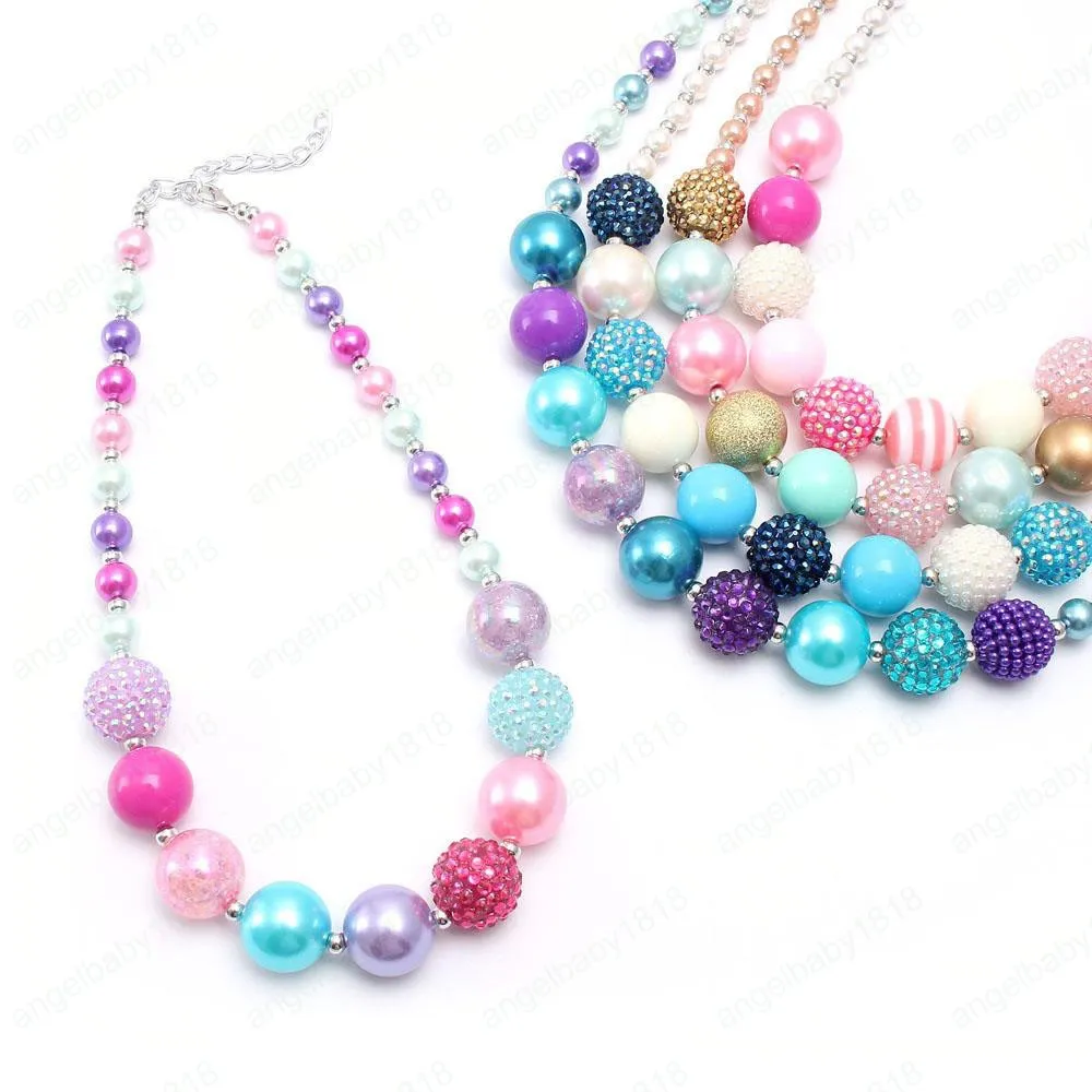 Verschiedene Farben Baby Kid Chunky Halskette Großhandel Mode Bubblegume Bead Chunky Halskette Schmuck für Kinder Gilrs