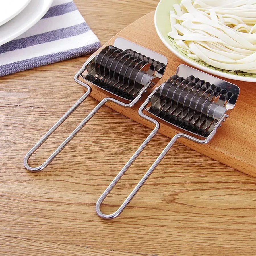 Stainless Steel Noodle Lattice Roller Shallot Cutter Pasta Spaghetti Maker Machines Manual Dough Press Cooking Tools OOA7335