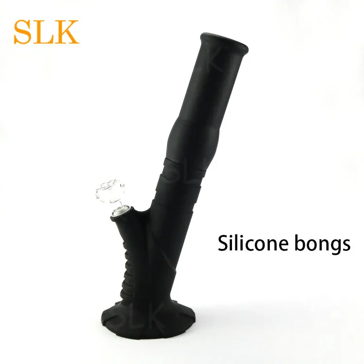 14'' straight bong Unbreakable Bongs Hookah Silicone Smoking Water Pipes with thick glass bowl unique smoking pipe oil rigs