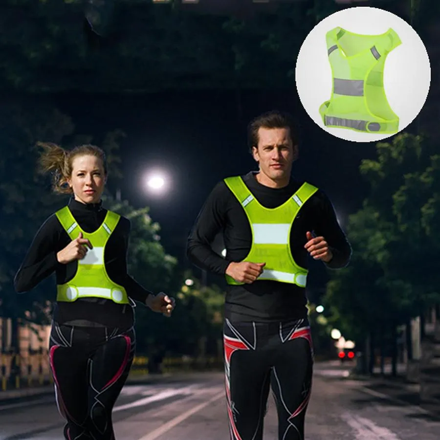 Night Reflective Vest Polyester Breathable Customizable Yellow Orange Short Design Running Cycling Sports Vest DH0648