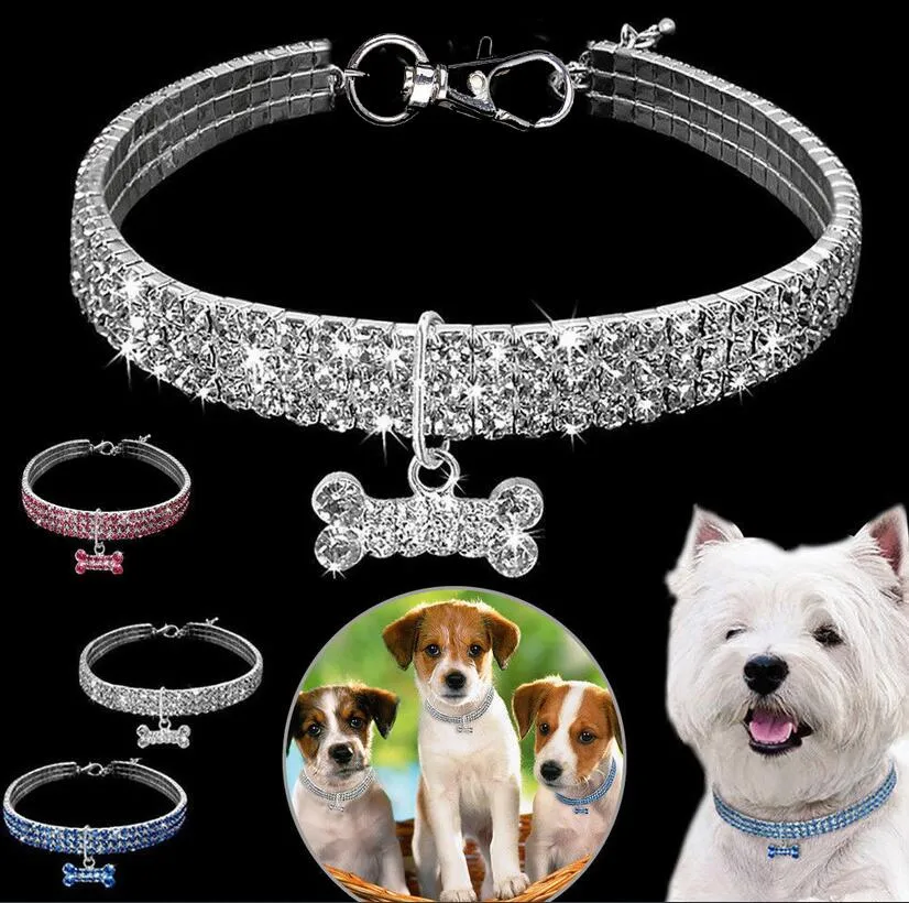 Bling strass animal de estimação cão gato colarinho de cristal filhote de cachorro chihuahua colares coleira para pequenos cães médios mascotas diamond jewelry acessórios s m l