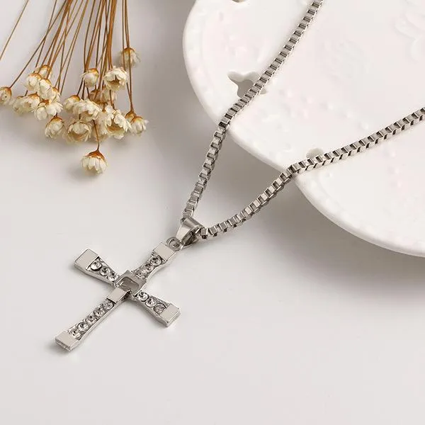 Men's Rhinestone Cross Pendant Necklace Stylish Christian Jewelry For ...