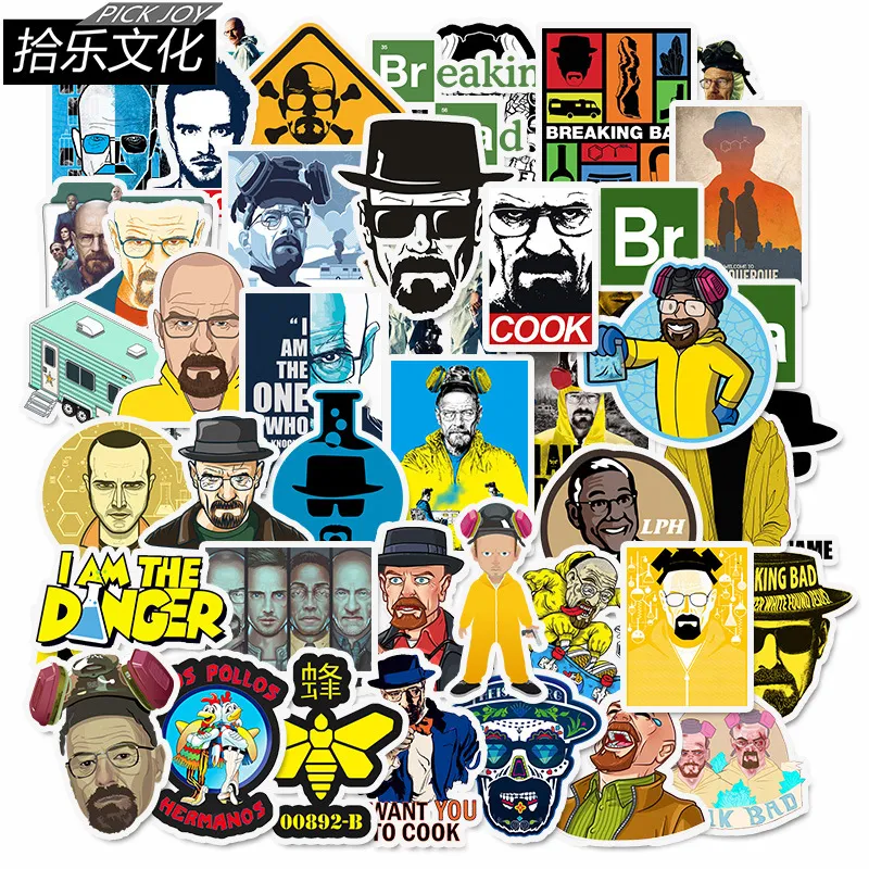 50 st/lot Bildekaler Breaking Bad för bärbar dator Skateboard Pad Cykel Motorcykel PS4 Telefon Bagagedekal Pvc-gitarrdekaler