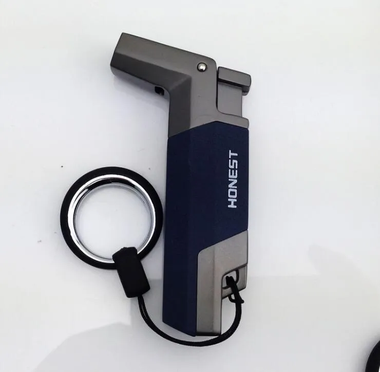 Butane Torch Lighter Windproof Single Jet With Cigar Cutter - Refillable Metal Lighter