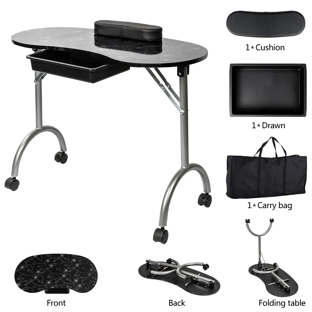 Table de manucure en fer noir avec lampe, aspirateur à ongles, meubles de  salon modernes, salon de manucure simple