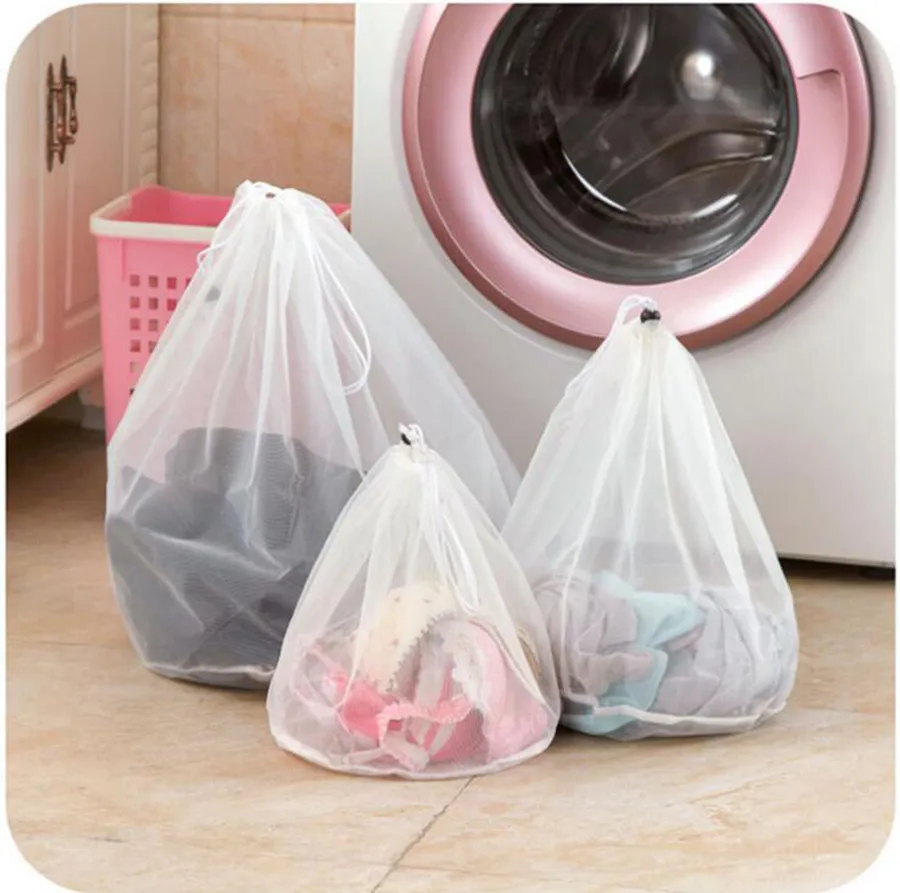 Nylon Washing Laundry Bag 3 Size Drawstring Bra Underwear Baskets Mesh Bag Household Laundry Wash Care OOA7572-3