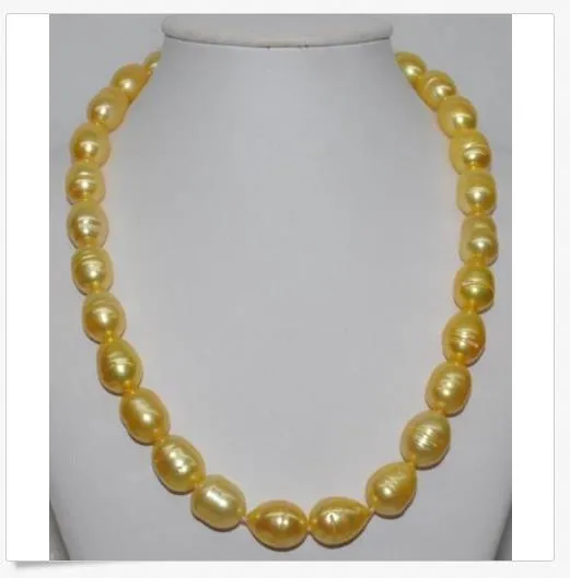 Ogromny 13mm Natural South Sea Orygine Golden Pearl Necklace 18 "14K złoty zapięcie