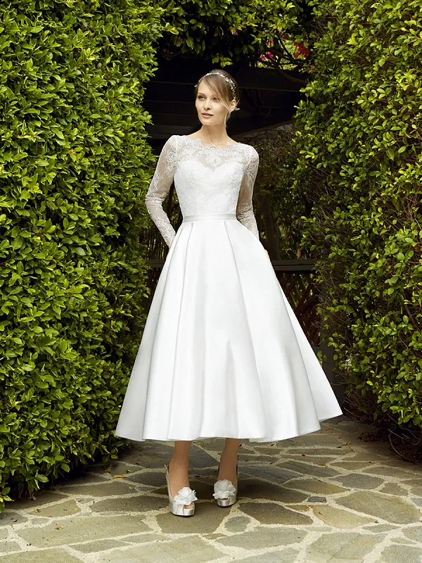tea length fitted wedding dress Goldie main image 1