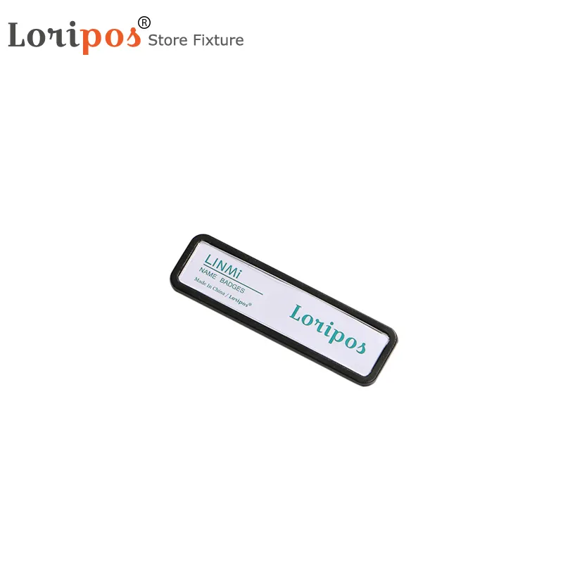 75X20mm Staff Employee Name Badge with Pin Reusable Black Square Pin Badge For logomark name Id Display