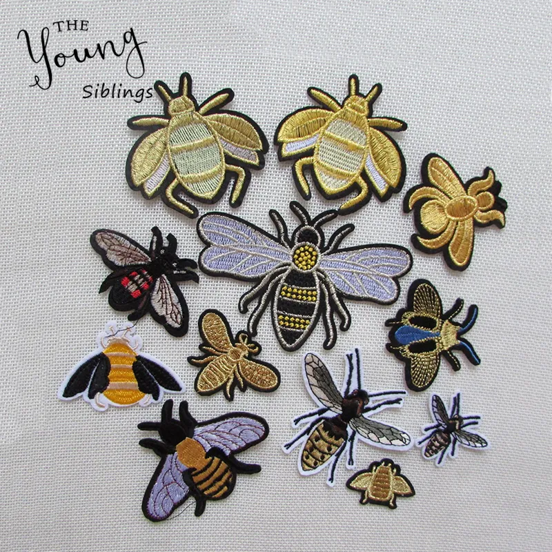 Sewing Clothes Patch High Quality Iron On Embroidery accessory Patches Hotfix Applique Motifs Sew On Garment Stickers Crown Bee New